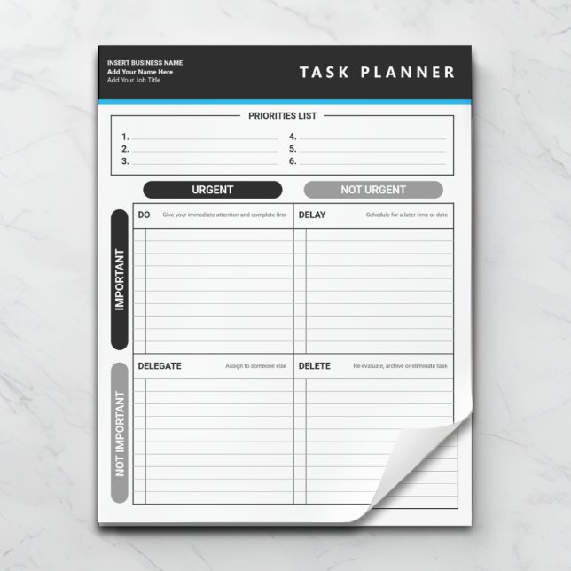 Bloc-note Business Task Planner Priority Matrix Notepad (Créateur téléchargé)