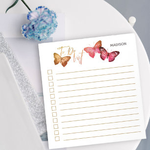 Bloc-note Butterfly Autumn Pink Personalized Checklist