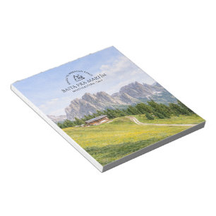 Bloc-note Cabane alpine dans les Dolomites, paysage naturel 