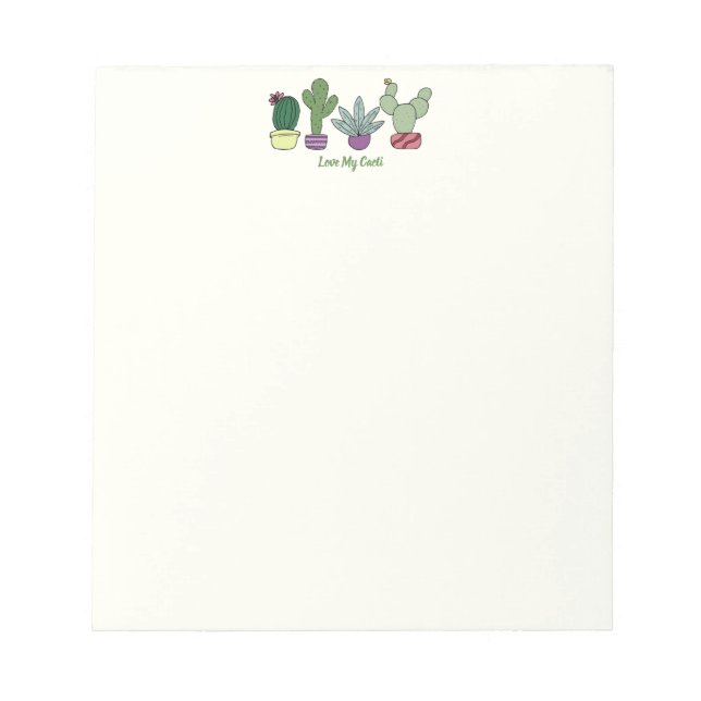 Bloc-note Cactus mignons Pots Plantes Aimer Mes Cactus (Devant)