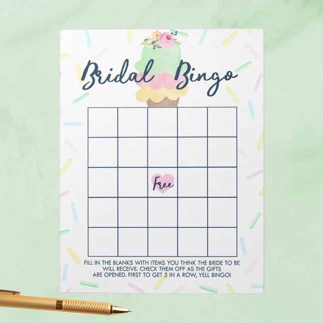 Bloc-note Cadeau de Fête des mariées de Bingo de crème glacé (Bridal Bingo Ice Cream Scooped Up Bridal Shower Game Pack of 40 Answer Sheets)