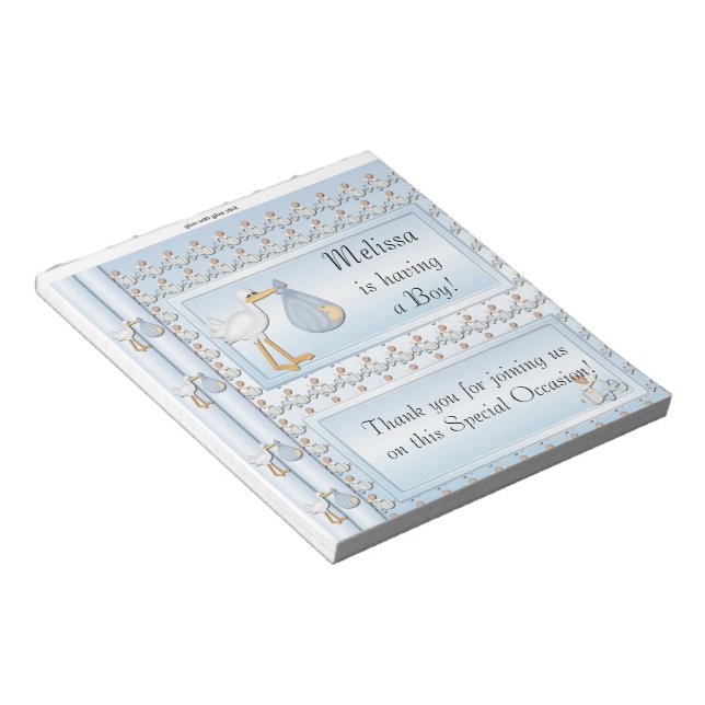 Bloc-note Cadeau de garçon bleu de baby shower d'emballage (Incliné)