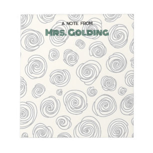 Bloc-note Cadeau personnalisé pour l'enseignant Swirls and D