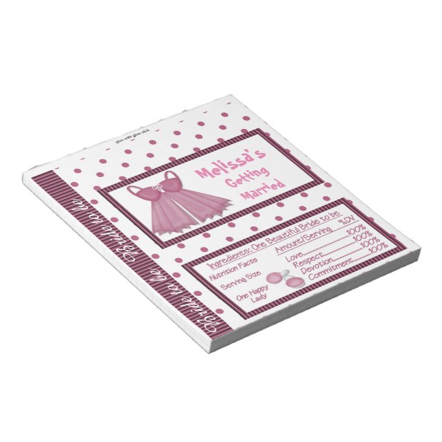 Bloc-note Cadeaux de Fête de la mariée d'emballage de (Incliné)
