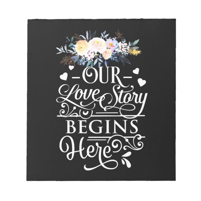 Bloc-note Cadeaux de mariage | Notre histoire d'amour commen (Devant)