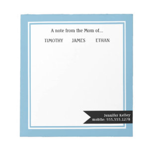 Bloc-note Cadre bleu "From the Mom of", Personnalisé