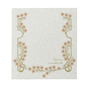Bloc-note Cadre floral Art nouveau personnalisable CC0861