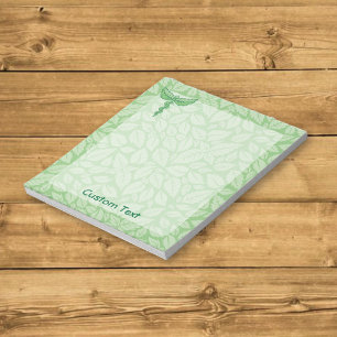 Bloc-note Caducée avec fond de feuilles Notepad