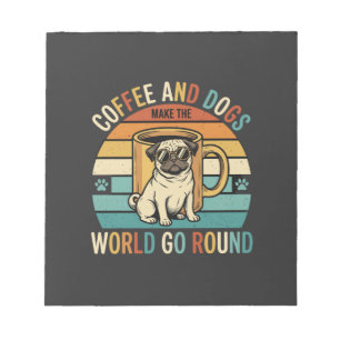 Bloc-note Café et chiens Pug rétro amateur