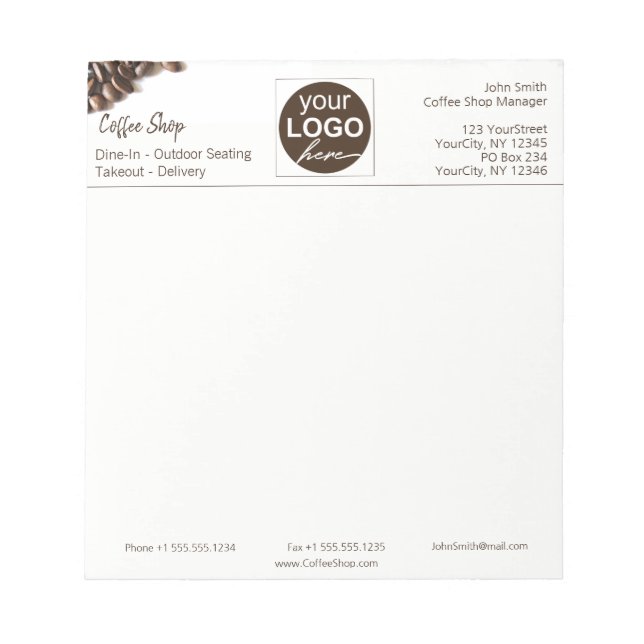 Bloc-note Café Rustique Café Café Boutique Commerce Votre lo (Devant)