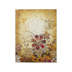 Bloc-note Cage vintage d'ornithologie florale Peacock & Butf