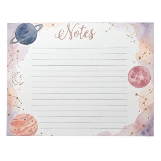 Bloc-note Cahier Céleste Aquarelle Planètes