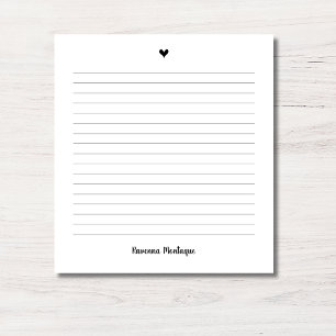 Bloc-note Cahier ligné au nom manuscrit Petit cœur noir