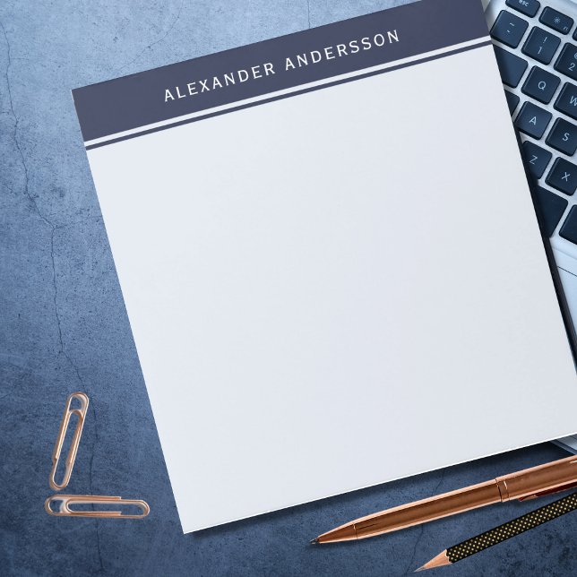 Bloc-note Cahier pour hommes bleu marine moderne  (Créateur téléchargé)