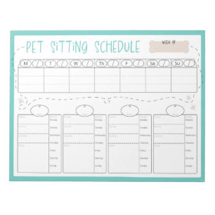 Bloc-note Calendrier de sélection des animaux de compagnie