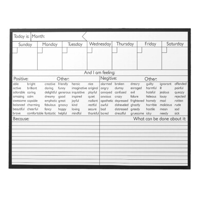 Bloc-note Calendrier d'émotion hebdomadaire - Personnaliser (Devant)