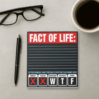 Bloc-note Calendrier Fact of Life dit WTF Humour