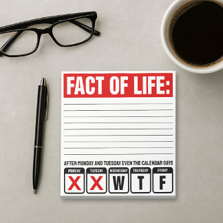 Bloc-note Calendrier Fact of Life dit WTF Humour