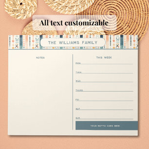 Bloc-note Calendrier familial hebdomadaire Boho avec section