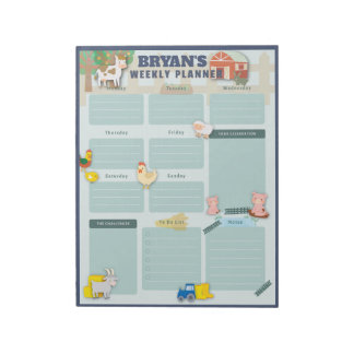 Bloc-note Calendrier hebdomadaire avec images de ferme