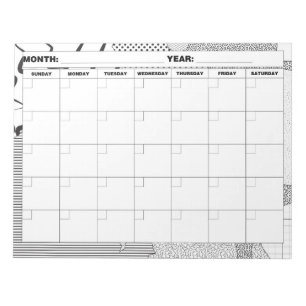 Bloc-note Calendrier noir et blanc motif Galore