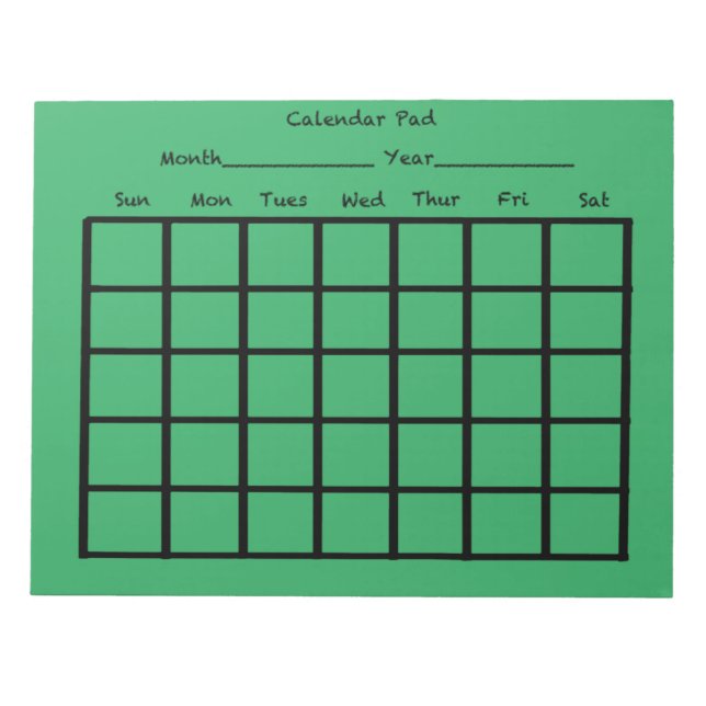 Bloc-note Calendrier Pad Green (Devant)