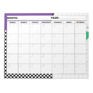 Bloc-note calendrier vide géométrique des années 1980