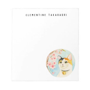 Bloc-note Calico Chat et Fleur de cerisiers Ajouter Votre