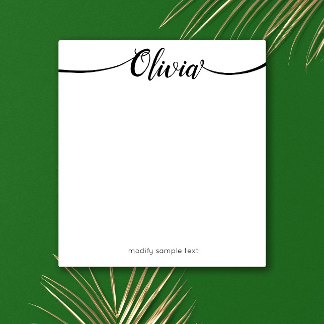 Bloc-note Calliage de script manuscrit blanc simple (Créateur téléchargé)