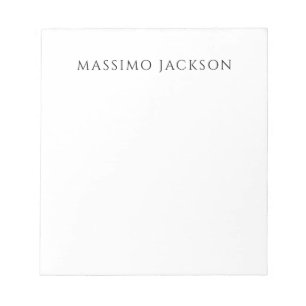 Bloc-note Calligraphie chic simple noir et blanc de nom prop