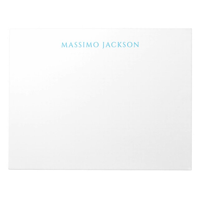Bloc-note Calligraphie de nom Script simple blanc bleu clair (Devant)