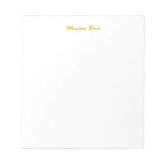 Bloc-note Calligraphie Élégant Or Blanc Simple Nom