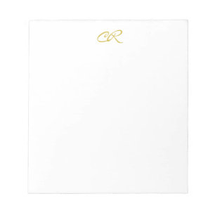 Bloc-note Calligraphie Monogramme Couleur Or Moderne Simple