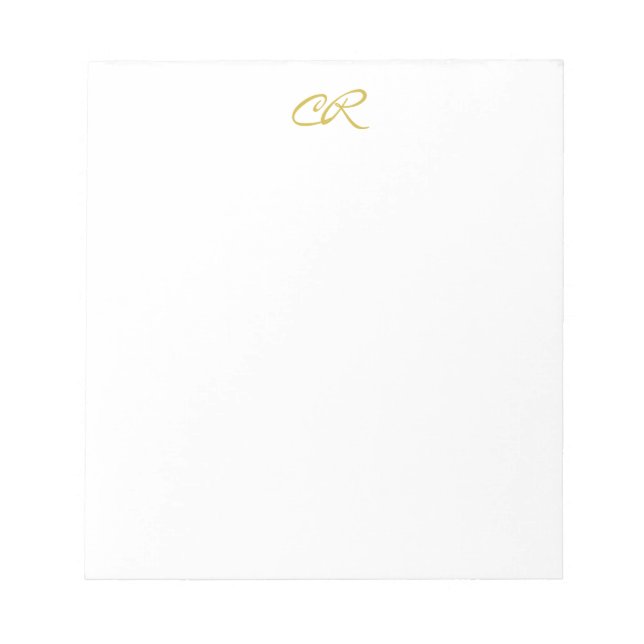 Bloc-note Calligraphie Monogramme Couleur Or Moderne Simple (Devant)