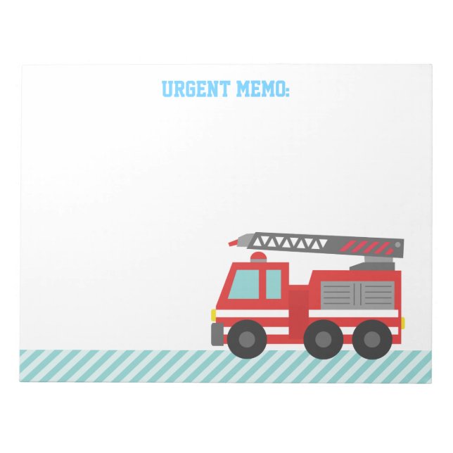 Bloc-note Camion feu rouge mignon pour petits pompiers (Devant)
