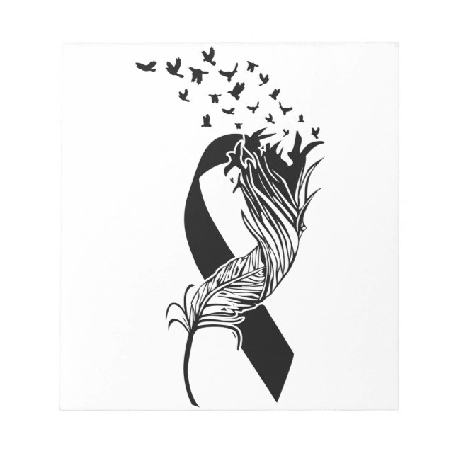 Bloc-note Cancer Black Ribbon Feather Birds (Devant)