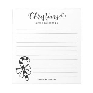 Bloc-note Canne de Noël Minimaliste Avec Nœud en Ligne Art