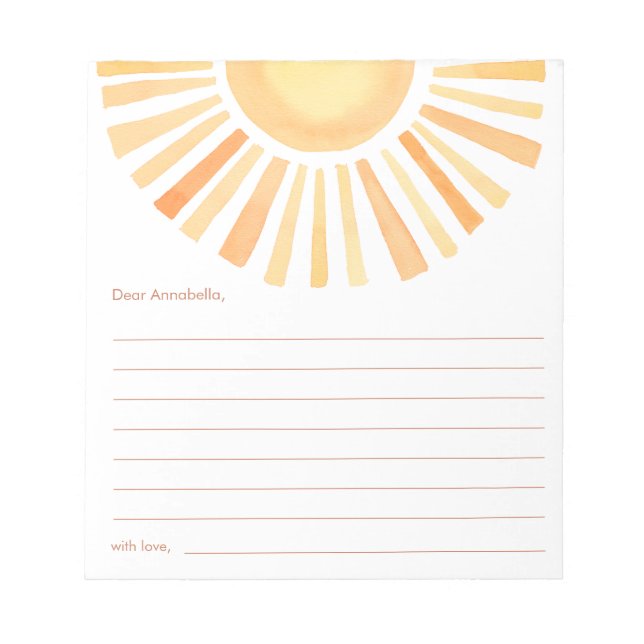 Bloc-note capsule temporelle Boho soleil soleil jaune orange (Devant)