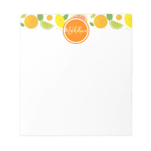 Bloc-note Caractères Citrus Nom du Motif de la feuille Initi