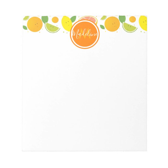 Bloc-note Caractères Citrus Nom du Motif de la feuille Initi (Devant)