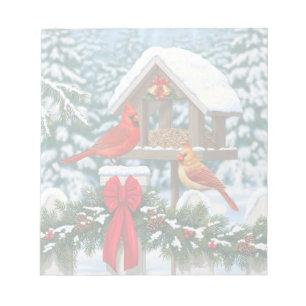 Bloc-note Cardinaux et mangeoire de Noël