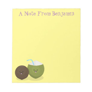 Bloc-note Caricature de noix de coco kawaii joyeux