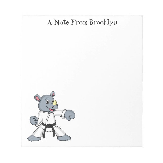 Bloc-note Caricature de rhino kung fu (Devant)