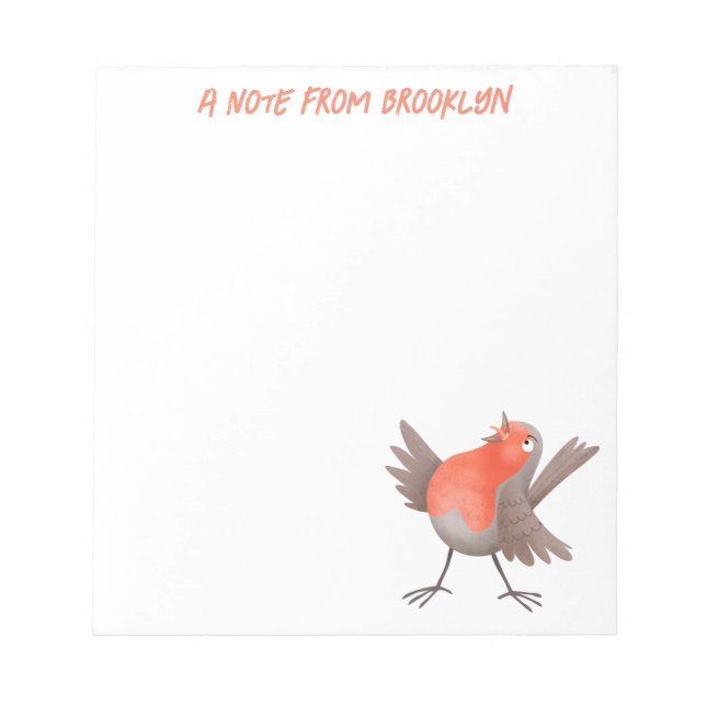 Bloc-note Caricature d'oiseau rouge chantant mignon (Devant)