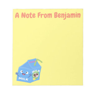 Bloc-note Caricature en carton de lait joyeux
