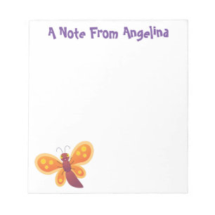 Bloc-note Caricature joli papillon orange