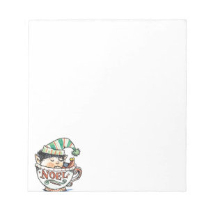 Bloc-note Caricature mignonne Elf de Noël dormant dans une t