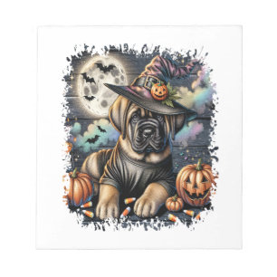 Bloc-note Carré d'Halloween de chien Mastiff