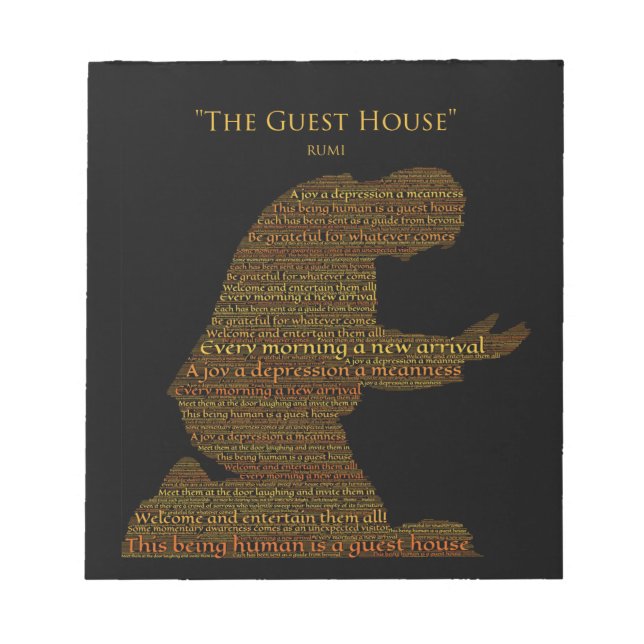 Bloc-note Carrelage poétique de Rumi "The Guest House" (Devant)