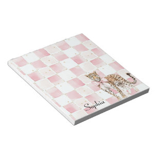 Bloc-note Carrés de la ceinture rose léopard